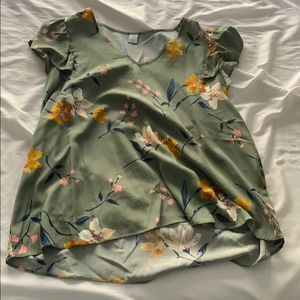 Olive flower shirt